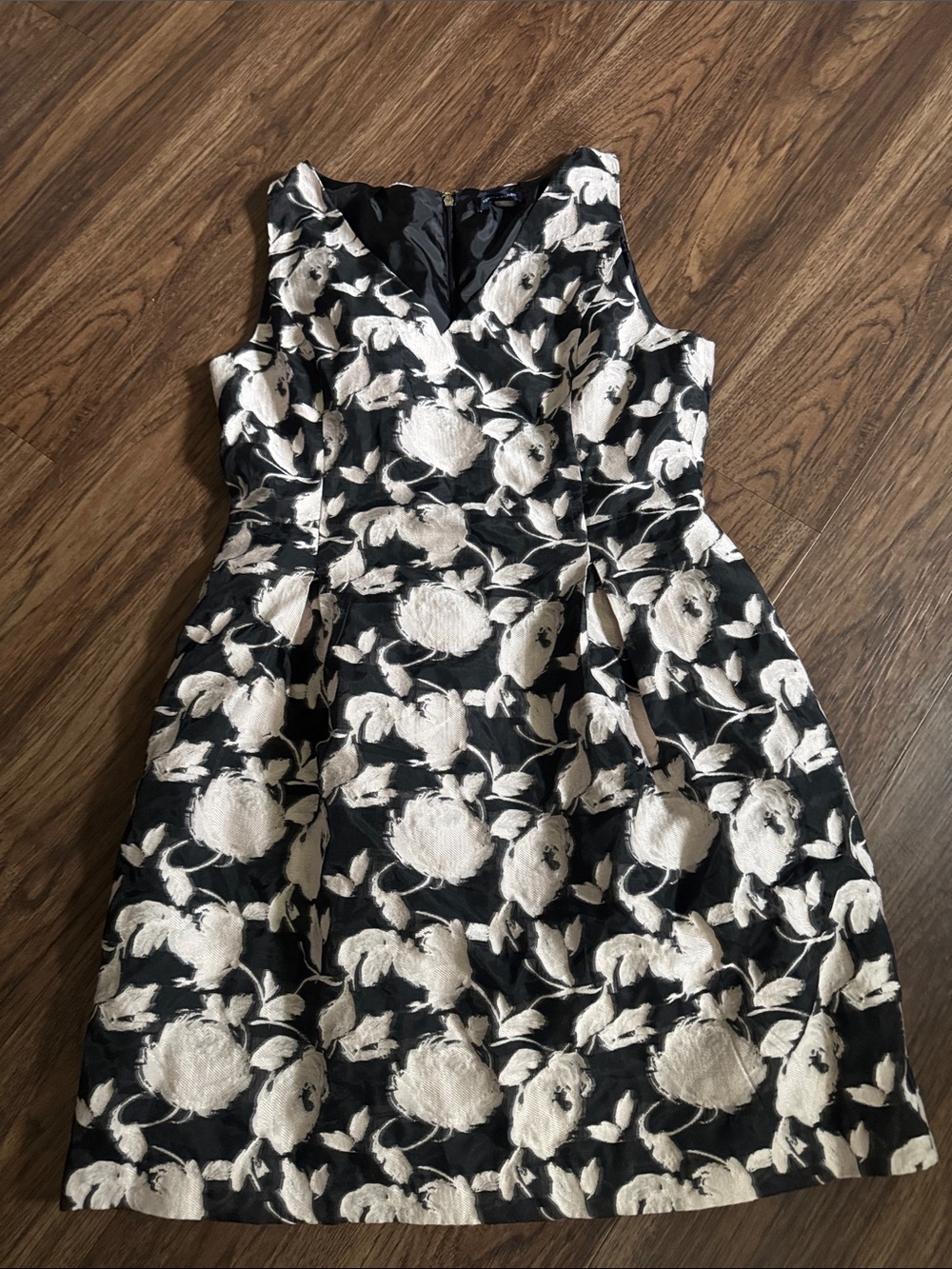 Tommy Hilfiger Black and White Floral Jacquard Midi Dress